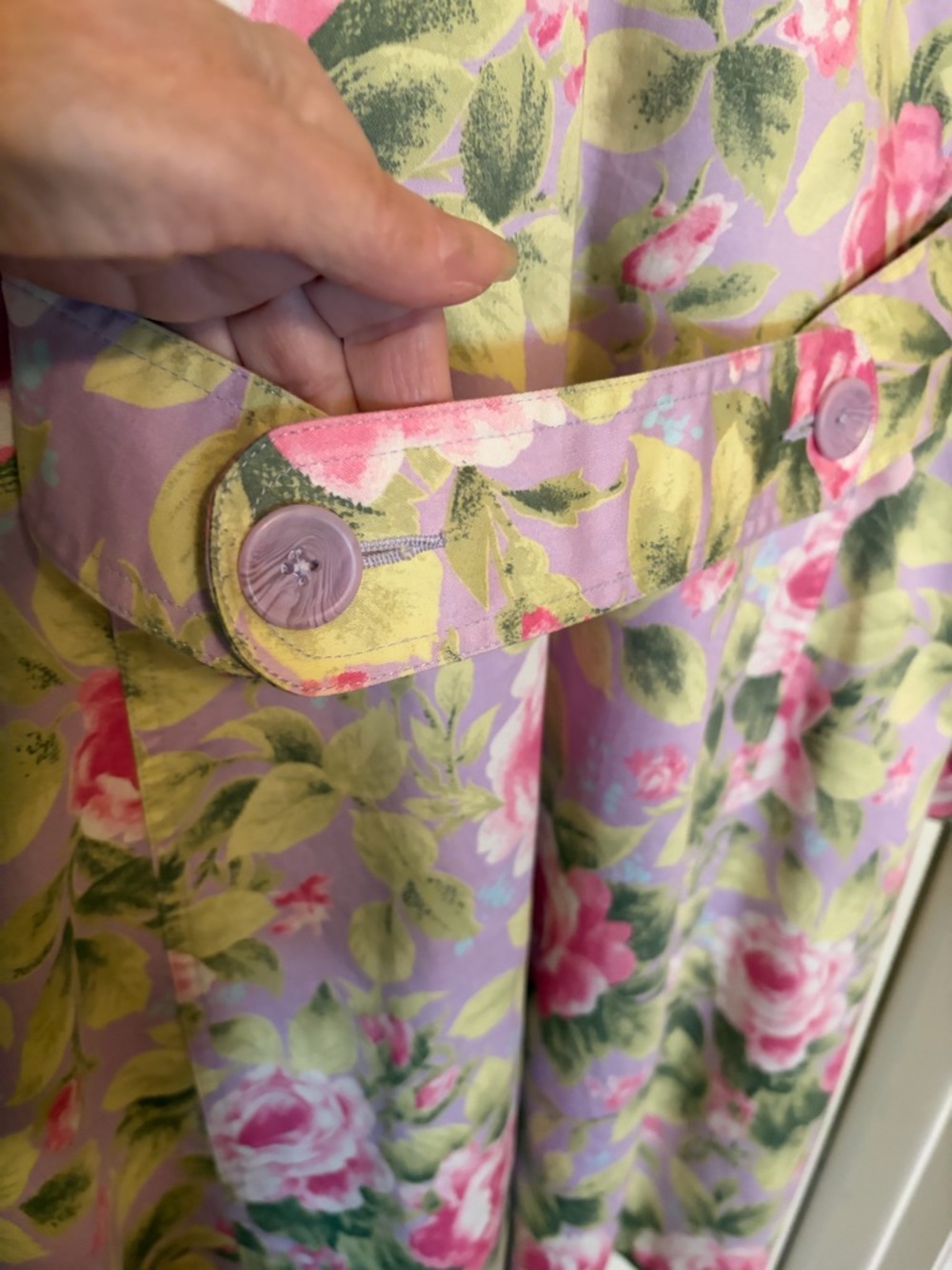 Jaclyn Smith Lavender & Green Floral Trench Coat - Picture 7 of 11